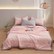 여름 무지 투톤 배색 워싱 코튼 얇고 부드러운 면 이불 7color, 핑크