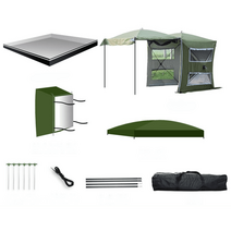차박도킹텐트 쉘터 꼬리 트렁크 차량 카라반 대형, 420D 옥스포드 밀리터리 그린 세트 2