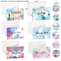 초대장 카드 꽃감사 카드 웨딩 파티 초대장 인사말 봉투 스티커 안에 빈 엽서 접는 6 세트, 06 Watercolor 6sets