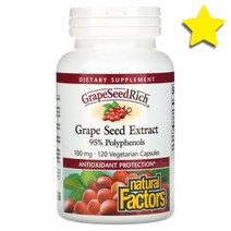 네츄럴펙터스 GrapeSeedRich 그레이프시드 포도씨 Grape Seed추출물 100mg 식물성 베지캡슐 120정, NFS04540, 1개, 120개