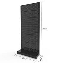 슈퍼마켓 구멍 판 선반 단일 양면 도구 디스플레이 문구 액세서리 행거 편의점, 올 블랙 93 x47 x 200 광고판 없음