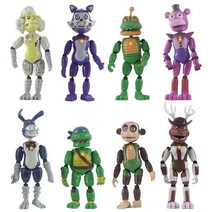 THEMAZ 8피스/세트 16cm(6.3인치) 게임에서 영감을 받은 프레디의 피자 가게 장난감 보니 블루 마스코트 FNAF 액션 피규어 인형 조명 움직일 수 있는 관절 케이크 장식