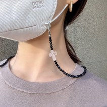 모란코 자체제작 십자가 천연 원석 크리스탈 비즈 마스크 줄 스트랩
