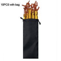 A 텐트 1~2인용 백패킹 경량 캠핑 돔형 알파인 발수 솔캠 방풍 방수 반사 프가 있는 알, 13 10PCS Gold with