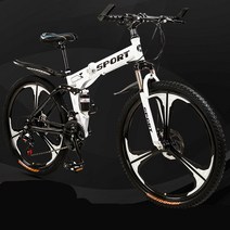 urkoteer 접이식 산악자전거 남녀공용 MTB 자전거, 24인치 21속, 접이식-삼도륜 블랙블루 사은품 증정