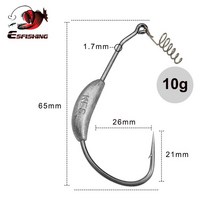 ESFISHING-낚시 후크 5 개 3.5g 10g 14g 26g 고 탄소강 와이드 크랭크 오프셋 낚시 지그 헤드 소프트 루어, 02 10g