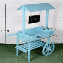 꽃수레 마차 꽃마차 가판대 행사매대 판매대 빈티지 트롤리 꽃집 수레, 소형 - 블루