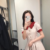 소녀풍원피스 달짝지근함 가염 스윗 리시안시스 프렌치 보이핏 볼륨 작은 키커 보이는 여성의류 1718735011