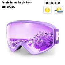 findway 키즈 스키 고글 otg 디자인 안개 방지 uv400 보호 겨울 스노우 보드 안경 8-14 세, 협동사, 보라색