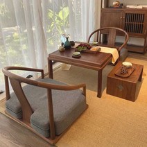한옥 티 테이블 의자 조합 좌식 다도상 교자상 고풍, 테이블(0.8m) + 의자2 + 사이드 테이블