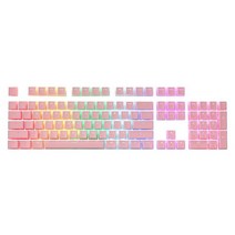 Redragon A130 핑크 푸딩 키캡 104키 표준 더블샷 PBT 키캡 세트 기계식 키보드용 반투명 레이어 포함 OEM 프로파일 영어(미국) ANSI 레이아웃 가성비 추