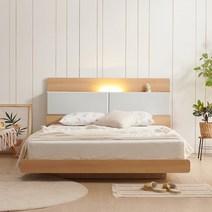 상일리베가구 아델 LED조명 침대 프레임 SSQK, 오크