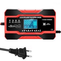 12V 10A/24V 5A 완전 자동 자동차 배터리 충전기 7 단계 스마트 빠른 충전 펄스 수리 AGM 젤 습식 납 산성 LCD 디스플레이 입력 전압-V 24V, [01] Red EU plug
