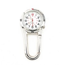 캠핑 악세서리 clip on carabiner watch clock for 하이킹 등산 야외 배낭 캠핑 도구 생존 멀티 장비, 은