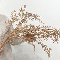 말린 잎가지 새순가지 실내 조경 조화 나무 미술관 카페 데코레이션 사무실 병원 거실벽꾸미기, 베이지브라운