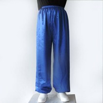 태극권 바지 새틴 실크 반짝 이는 쿵푸 무술 무대 공연 경쟁 의류 사용자 정의 크기, 5XS, Blue