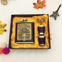 휴대용 위스키 뜨거운 판매 bpa 무료 7oz 위스키 flagon cccp 스테인레스 스틸 알코올 힙 플라스크 세트 선물 상자 pu 가죽 포장 lppunk