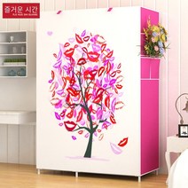 간편 옷장 옷장 폴 보강 옷장 기숙사 접이식 수납장입니다, 커튼 연인 이야기