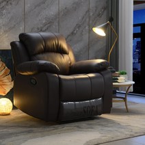 1인 리클라이너 전동 리크라이너 가죽쇼파, 다크 브라운