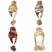 위월천 털방울 골지 핸드메이드 이어플랩 캡 니트 비니 뜨개모자 겨울털모자 손뜨개모자