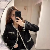 TIMI 여성 트위드 숏 자켓 야상 재킷 여자 봄 가을 코트 아우터 빅사이즈 예쁜 코디 모직 탑