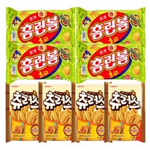 크라운 츄러스 오리지널 84gx4개 + 해태 홈런볼 초코 46gx4개 (총 8개)