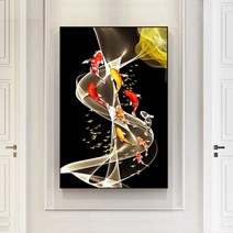 춘예화원 집에 걸면 좋은 구어도 그림 벽에 사진 걸기 두꺼비집 커버 물고기 돈을 복을 부르는 황금 잉어 액자 타입A