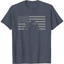American Flag Motorcycle Apparel - 바이커 T-Shirt, Women, Heather Blue_Large