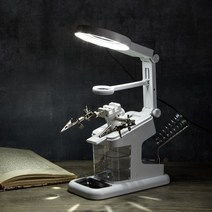 돋보기 인두 작업대 LED 조명 확대 섬세한 용접, 용접 탁상 돋보기 [흰색]