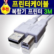 [추천] 프린터케이블 USB 2.0 1M 2M 3M 5M 10M 프린터USB케이블 USB케이블 프린터선 USB2.0 USB케이블 AB 잉크젯 복합기 레이져 복사기 스캐너 케이블, 프린터선3m, 1개