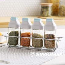 NUNUBITEL_(시노글라스)원터치 양념병 스카이블루 80m 5P세트 양념 통세 유리 시럽 혼수준비 주방 조미료_NUB누비텔레숍, 옵션이없는_단일품목입니다