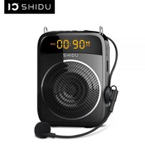 SHIDU 15W 휴대용 음성 증폭기 유선 마이크 라우드 스피커 오디오 녹음 AUX 블루투스 교사 S298, Black US Plug