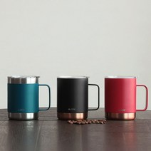 캠핑 등산 보온 보냉 이중진공 뚜껑 손잡이 스텐 텀블러 보틀 핫초코 커피 머그컵, 터키블루