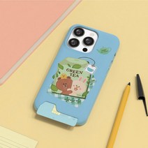 [바보사랑] 라인 해피 티 타임 언더 슬림카드 하드 케이스 K, 기종:갤럭시S21 / 색상:샐리, 상세 설명 참조