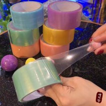 [3+1] 스트레스 해소 끈끈이 볼테이프 원색 펄 테이프공 만들기 찐득볼 끈적이 말랑이 장난감, 퍼플, 3.6cm원색