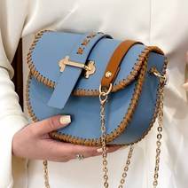 퀼트여왕 가죽공예 D.I.Y 반달 스티치 백, 마리나블루