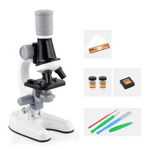 휴대용현미경 디지털 전자 미니 생물 MICROSCOPE 어린이 학적 키트 led 키트 실험실 100x 400x 2000x 홈 학교 과학 교육 장난감 선물, 흰색 세트
