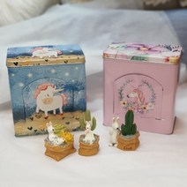 허니상점 유니콘 티백 보관함 정리함 커피믹스 차 티백 틴 케이스 쿠키박스 /2color, 블루
