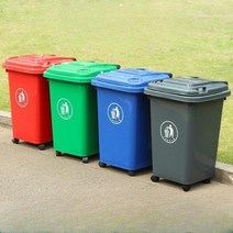 바퀴가 달린 대형 50 70 100리터 휴지통 업소용 분리수거 음식물 쓰레기통, M. 30L(초록)바퀴없음