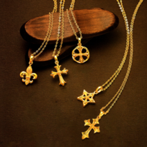 24K 순금 목걸이 십자가 별 중세 기념 18.75g+18K장식