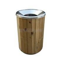 110L/145L 홉바형 B형 원목스텐휴지통 내통있음, 145L