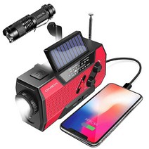 태양열 라디오 캠핑 휴대용 비상 핸드 크랭크 라디오-HUAXUS 2000 mAh NOAA/AM/FM 날씨 생존 라디오 전술 손전등 휴대폰 충전기 독서 램프 가정 실외 상황을
