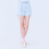 체이스컬트 여성 하이 라이즈 페이퍼백 4부 데님 팬츠-BCRG2662E0D