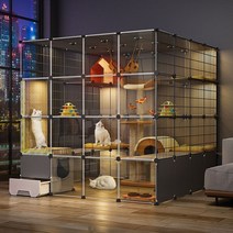 고양이 케이지 고급 호텔 캣폴 하우스 집 침대 뚱냥이, 6-5-3 화장실 넓은활동공간 케이지+설치도구