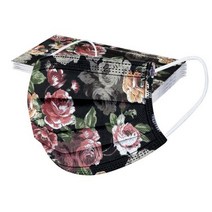 성인용 마스크 플라워 프린트 일회용 크리스마스 마스크 3 겹 귀걸이 페이스 마스크 10 개, U-10PCS