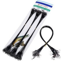 SOUGAYILANG 72PCS 낚시 와이어 라인 추적 와이어 리더 회전 스피너 상어 낚시 와이어 리더 낚시 액세서리 태클, Black|간선, Black