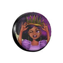 아프로 블랙 걸 퍼플 헤어 스페어 타이어 커버 프로텍터 내후성 범용 휠 Rv SUV RvsTrailer 트럭 캠퍼 여행 트레일러용 38.1cm15인치 USA 미국, 15 inch For Diameter 27”-29”, 1개