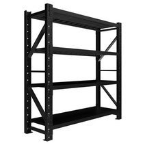 창고 물류 보관 4단 선반 스탠드 랙 다층 대형 철제 마켓 마트 진열대 수납 조립식 적치대, 블랙 4단