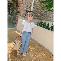 베베니 여아 여름 블라우스 레이스 펀칭 셔츠 유아 유아동복