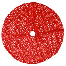 얽히게 된 크리스마스 트리 스커트 장식 크리스마스 트리 매트 새해 휴가를위한 라운드, 봉제 부직포, 빨간색 122cm.